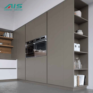 AIS Ready Made American <strong>Kitchen</strong> Cabinets with Island Set <strong>Grey</strong> Color Laminate MDF Hinge Small <strong>Kitchen</strong> Complete Set - Product Image 2