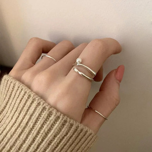 Pearl <b>Ring</b> S925 Sterling Silver Women's <b>Open</b> Index Finger Niche Design Everyday Wear - Product Image 1