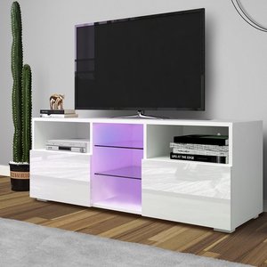 Dernière conception salon meubles armoires tv <span class=keywords><strong>console</strong></span> stand moderne à haute brillance blanc TV stand avec LED atmosphère lumière - Product Image 4