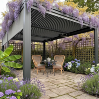 Pergola de luxe en aluminium antique Sweet Home pour voiture, garage extérieur, toit rétractable motorisé à lames orientables, système d'ombrage imperméable