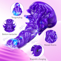 8 "Big Knot Fantasy Dildo Thrusting Vibrator con control remoto inalámbrico 100% silicona impermeable para hombres y mujeres