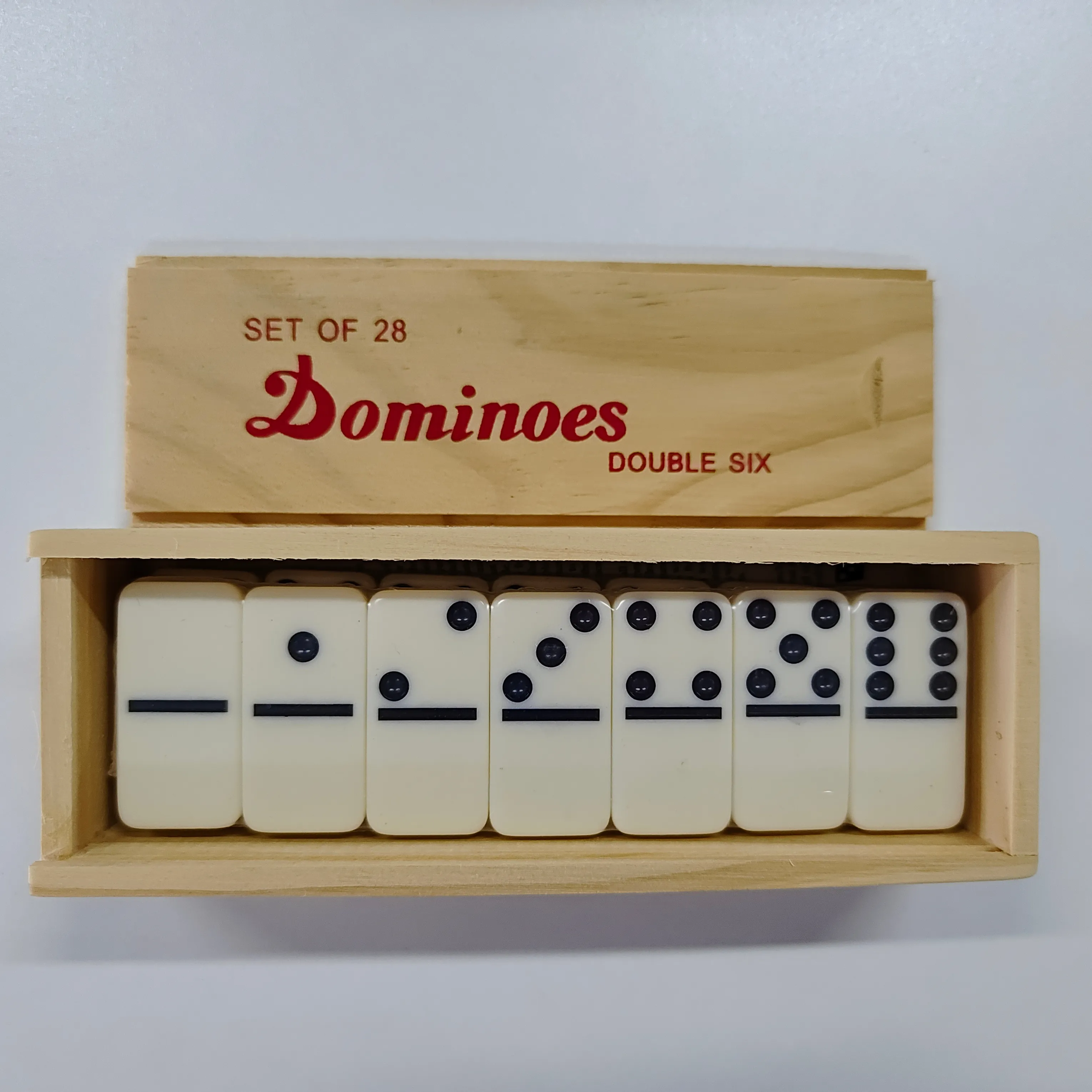 Großhandel Niedriger Preis Hohe Qualität 52*26*11mm Elfenbein Dominos in Kunststoff gehäuse