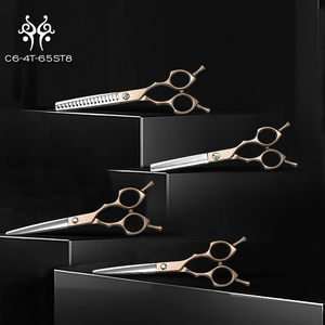 犬と猫のグルーマーのためのホット販売プロフェッショナル日本440Cステンレス鋼カラフルなペットグルーミングはさみセット - Product Image 4