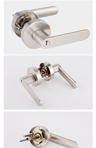 Poignée de porte avec serrure cylindrique pour portes de chambre et de salle de bain, en alliage d'aluminium, 2 clés - Product Image 3