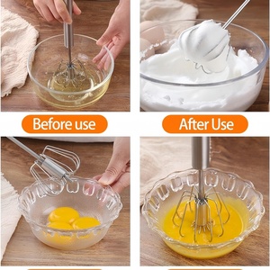 Semi <strong>Automatic</strong> 3pcs Stainless Steel Hand Push Rotary Egg Whisk Mixer <strong>Stirrer</strong> for Blending - Product Image 6