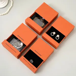 Orange Paper Cardboard Pe Film Packaging Jewelry Drawer Box For Ring Bracelet