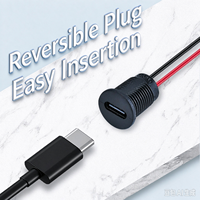 Connecteur de panneau USB-C Type-C étanche pré-câblé à 2 broches avec filetage M12 LN-022, type rond de 12 mm