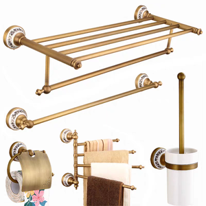 Set aksesori kamar mandi Toilet Hotel terpasang di dinding keramik kuningan padat antik kualitas tinggi untuk perangkat keras mandi mewah - Product Image 1