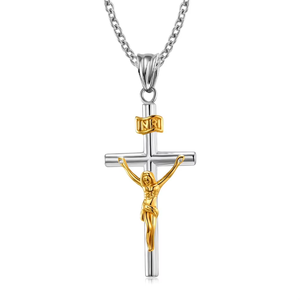 Moda gümüş altın kaplama çapraz kolye paslanmaz çelik zincir kolye haç kolye erkekler için - Product Image 3