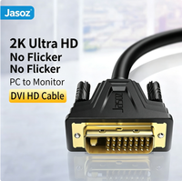 Câble DVI Jasoz 24+1 Dual Link DVI-D Mâle-Mâle 2K 2560x1600 Sans Scintillement Anti-Interférences pour Ordinateur de Bureau Moniteur Projecteur HDTV
