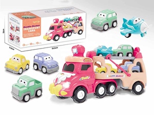 5-en-1 rose <span class=keywords><strong>princesse</strong></span> Transport voiture transporteur camion enfant en bas âge jouets lumières musique dessin animé caractéristiques roue libre jouet voiture pour filles en plastique - Product Image 6