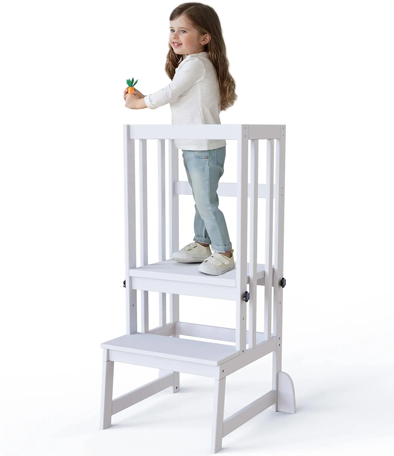 برج للأطفال ارتفاع قابل للتعديل أقدام الطفل شريط ضد الانزلاق قضيب حماية عمودي للأطفال الرضع كرسي للمطبخ من الخيزران الطبيعي