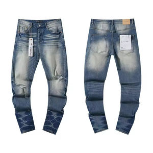 गर्म बिकने वाली उच्च गुणवत्ता वाले पुरुषों के आकस्मिक सड़क फैशन जींस विंटेज धोया डेनिम पैंट शरद ऋतु गर्मियों के लिए अद्वितीय प्रिंट - Product Image 3
