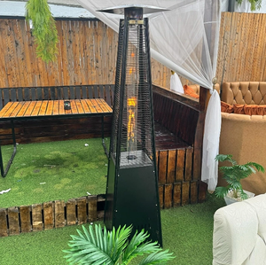 Calentador de Patio JK Silver Contemporáneo en Forma de Pirámide de 13KW, Hierro y Plástico, Diseño de Llama, Gas Natural/Propano, Modelo <span class=keywords><strong>Chimenea</strong></span> <span class=keywords><strong>Rural</strong></span> - Product Image 2