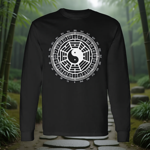 Feng Shui Bagua <b>Map</b> Yin Yang Taoist Symbol Long Sleeve T-Shirt Adult Unisex Black - Product Image 3