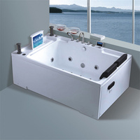 Baignoires en verre transparent de conception moderne en acrylique blanc cascade avec fonction massage
