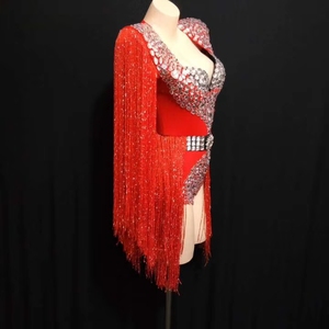Costume de danse <span class=keywords><strong>Jazz</strong></span> à franges pour femmes, vêtements Sexy de grande taille, costumes de scène, de Performance, pour Club, bal de promo, nouvelle mode 2020 - Product Image 2