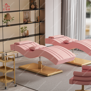 <span class=keywords><strong>2025</strong></span> Neues Design Schwarzes Leder Gold Basis Höhen verstellbare Augenbrauen Moderner Luxus Salon Kosmetik bett Wimpern Wimpern bett - Product Image 1