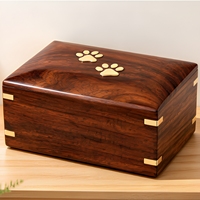 Urne funéraire en bois pour animaux de compagnie, boîte à cendres avec empreinte de patte, urne commémorative pour chat et chien