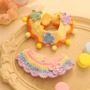<b>Pet</b> Crochet Neck <b>Collar</b> Colorful Stars Cartoon Yarn Four Seasons For Cats And Dogs - Product Image 1
