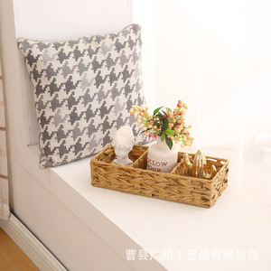Woven Storage <b>Basket</b> <b>Square</b> Brown Handmade Desktop Organizer Office Use - Product Image 3