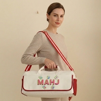 Sac Mahjong à Bandoulière Monogramme avec Sangle Réglable Sac Fourre-Tout à Bandoulière en Toile Rouge et Blanche Durable pour Voyage