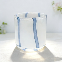 Meilleures ventes : Verres à vin sans pied en verre bleu à motif ondulé, Gobelets, Pot à bougie en verre rond en forme d'œuf à motif léopard