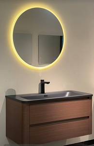 Modern Bathroom Vanity Set: Plywood Sink Cabinet & Round Smart Mirror, Ideal for Hotels and Apartments - Product Image 5