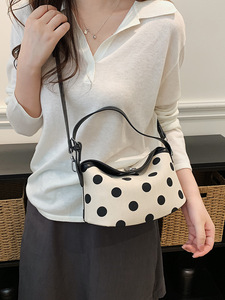 Women's Polka Dot Crossbody <b>Bag</b> Minimalist Handheld Bucket <b>Bag</b> Fashionable Lock Versatile Shoulder <b>Bag</b> - Product Image 5