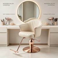Kursi Salon Barber Hidrolik Rose Gold Mewah Kulit PU Putih untuk Salon Kecantikan dan Tata Rambut