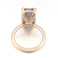 Bague en or 14 carats avec moissanite de forme émeraude de 15x9 mm, gris foncé, bague de fiançailles, bague de mariage, cadeau d'anniversaire personnalisé