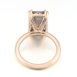 Anillo de Joyería con Moissanita de 15x9mm, Corte Esmeralda, Gris Oscuro, Oro de 14K, Anillo de Compromiso, Anillo de Boda, Regalo de Aniversario Personalizado - Product Image 2