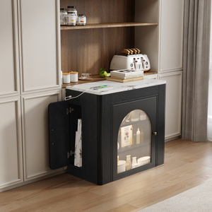 TREXM Modern Extendable Dining <b>Table</b> 3 Removable Middle Leaves Mobile Rolling <b>Island</b> <b>Table</b> Featuring Power Outlet - Product Image 3