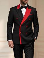 Costume d'affaires décontracté de style occidental pour hommes, design tendance, combinaison de couleurs, revers pointu, double boutonnage, poche à rabat