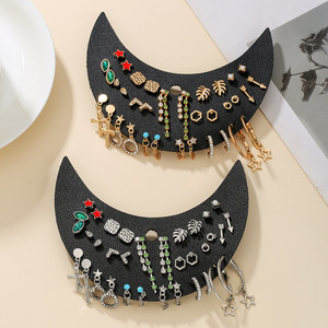 Pendientes de Moda con Diseño Geométrico de Estrella y Perla, Juego de Joyería para Fiesta - Product Image 1