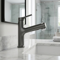 Robinet de lavabo contemporain personnalisable à trois modes, monocommande, avec douchette extractible pour salle de bain