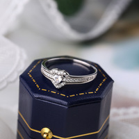 Bagues ou alliances tendance en argent sterling 925 de luxe pour femmes, plaquées platine, double cœur en zircon, BD0414