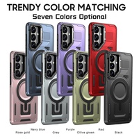 Coque de téléphone robuste avec support de cadre d'objectif en alliage de zinc caché TPU+PC, compatible avec la charge sans fil pour Samsung S26 S26 Plus S26 Ultra