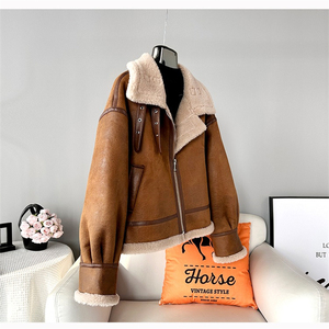 Veste courte chaude en laine d'agneau et peau de mouton pour femme, modèle JT440, nouvelle collection hiver <span class=keywords><strong>2023</strong></span>, en promotion - Product Image 4