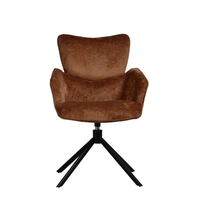 Fauteuil pivotant moderne et élégant à dossier haut, chaise de salle à manger rembourrée avec base en métal enduit noir stable