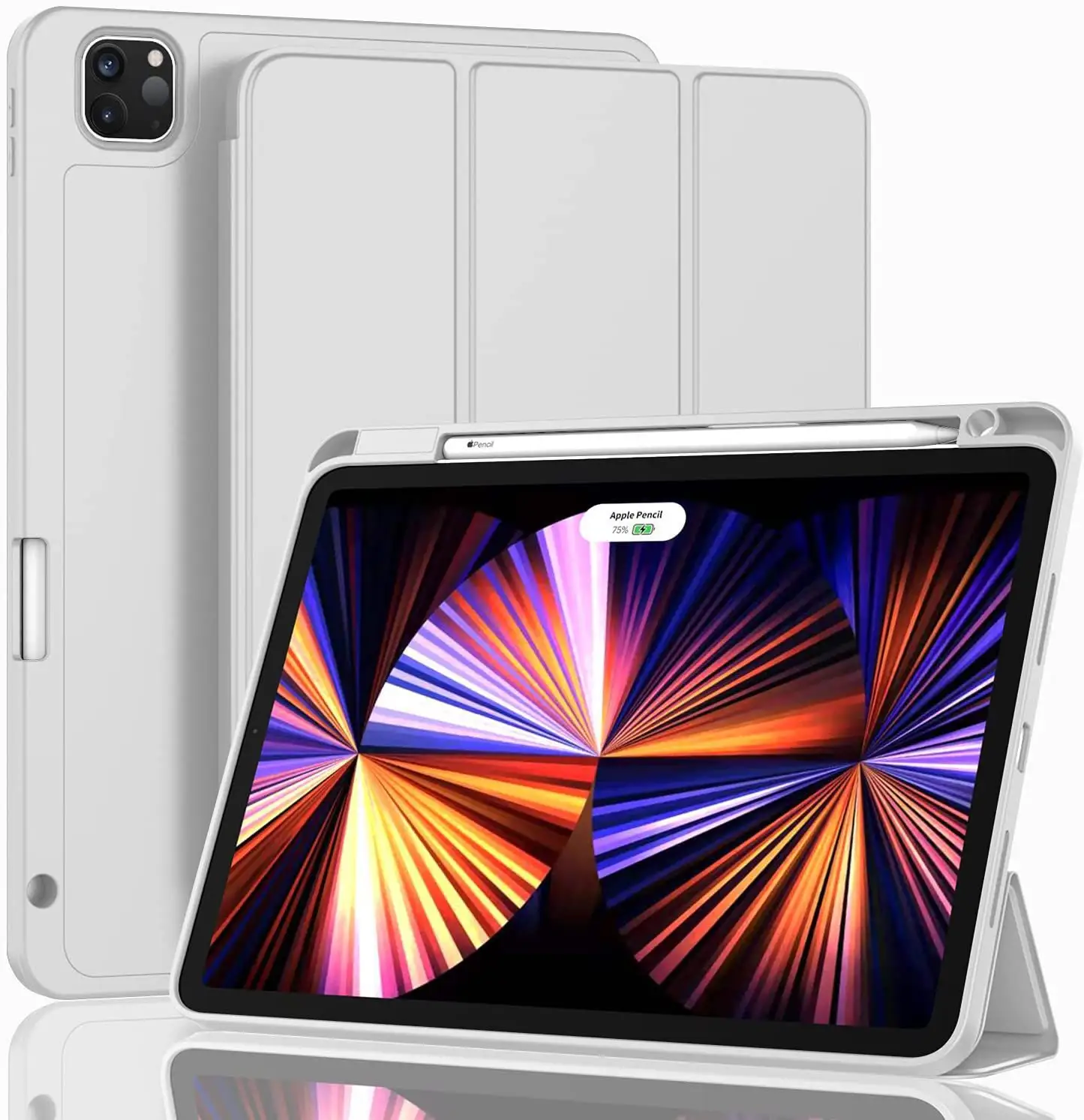 Casing penutup Tablet ringan tahan lama, casing kulit penutup pintar TPU lipat tiga untuk iPad Pro 13 inci 2024