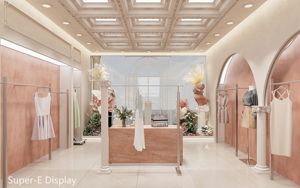 Modern Customized Fashion Boutique Interior Decor Women's Clothing Display Rack Wood Metal <strong>Shelves</strong> for Retail Store - Product Image 4