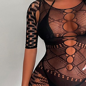 Sexy Dessous Einteiliger lang ärmel iger Hüft wickel rock Mesh ausgehöhlte Strümpfe Atmungsaktive abnehmbare Tassen Nylon/Spandex K017 - Product Image 2