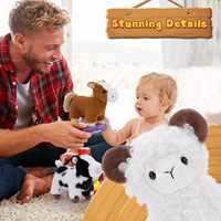 MorisMos Lot de 6 jouets en peluche animaux mignons de la ferme en vrac de 8 pouces pour vache/cheval/mouton/cochon/lapin de Pâques poussin Noël pour enfants
