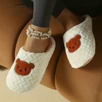 Chaussons d'intérieur en daim à bout fermé pour l'automne/hiver - Chauds, légers, style décontracté pour la maison avec motif ours