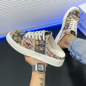 Zapatillas Casuales de Moda para Hombre con Estampado, Cordones, Punta Redonda, Parte Superior de Tela, Entresuela de EVA, Suela de Goma, para Todas las Estaciones - Product Image 6