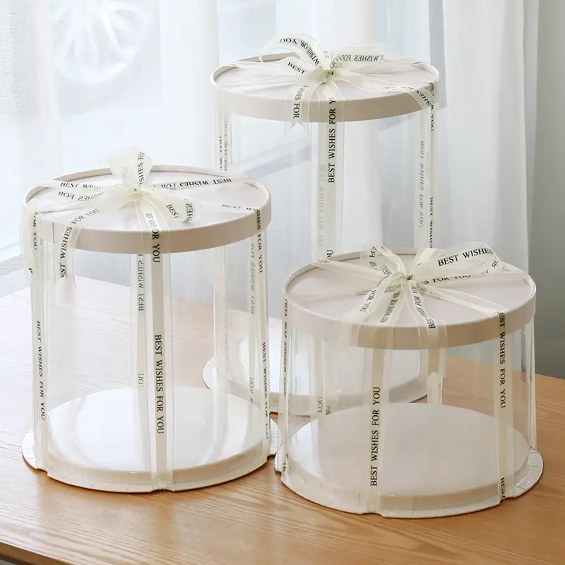 Benutzer definierte hohe klare zylindrische Musters chicht transparente runde Kuchen box Verpackung Blume Geschenk staub dichte Ausstellung Aufbewahrung sbox