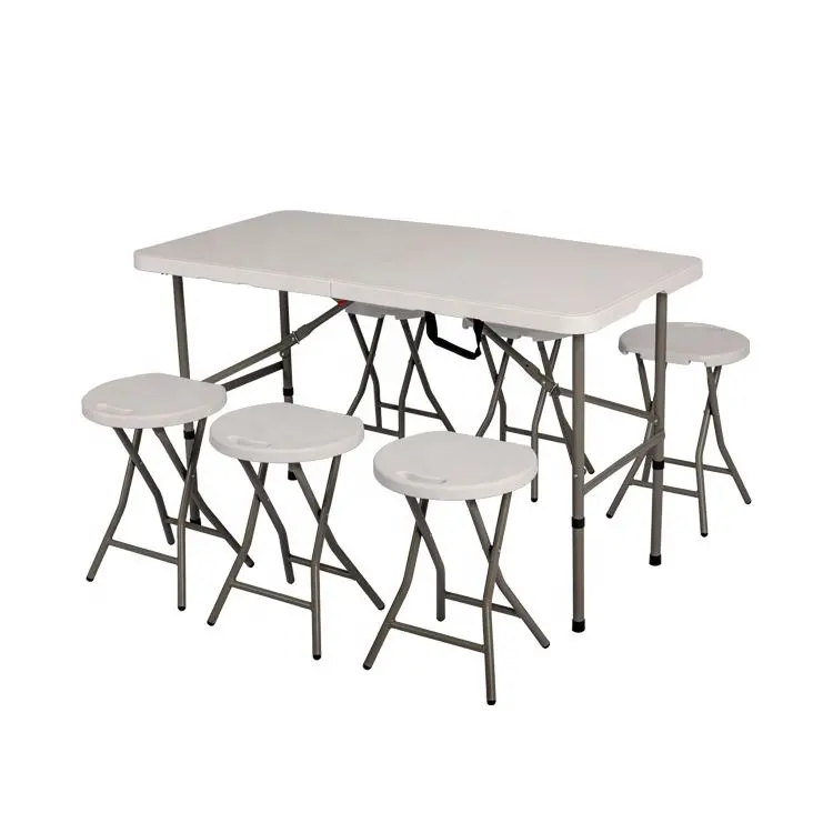 Commercio all'ingrosso bianco promozione tavoli pieghevoli all'aperto Set sedia da campeggio portatile tavolo e sgabelli
