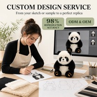 Peluche Panda Noir et Blanc Adorable avec Pattes Brodéées, Animal en Peluche Doux pour Décoration de Chambre d'Enfant et Cadeau Confortable pour l'Heure du Coucher