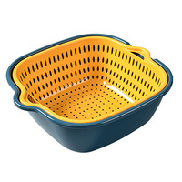 Groentewasmand 2-In-1 Afvoer Vergiet Komstel, Wasbak Voor Keukenfruit En Afvoerbak En Mand